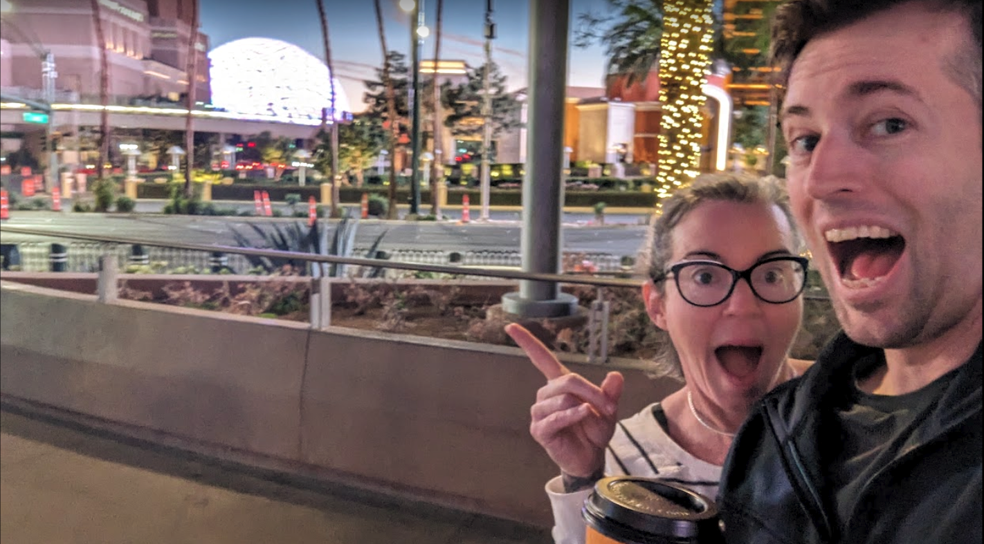 Carrie Richardson and Ian Richardson of Fox & Crow Group on the Las Vegas Strip